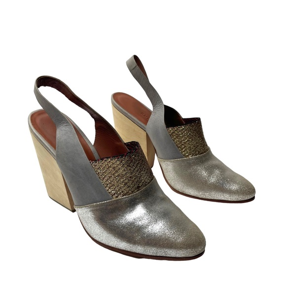 Rachel Comey | Kai Metallic Silver Slingback Mules 9 - Picture 4 of 7